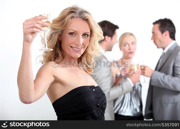 portrait of a woman toasting