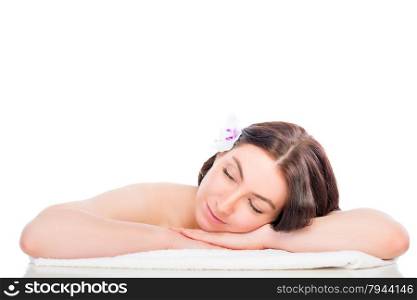 portrait of a woman totally relaxed in the spa