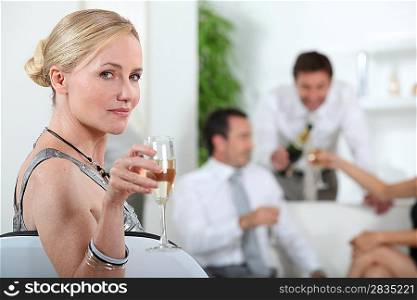 portrait of a woman with glass of wine