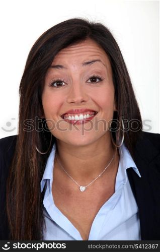 Portrait of a woman with pearly white teeth