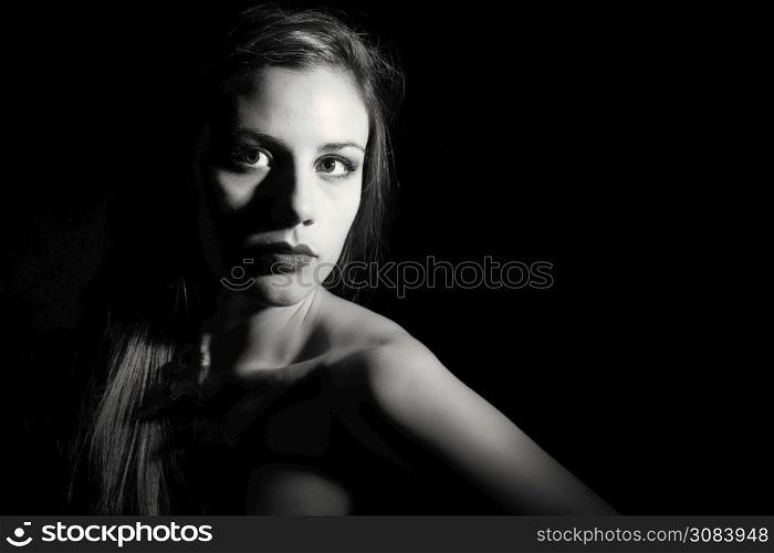 Portrait of a Woman with Rembrandt Lighting.