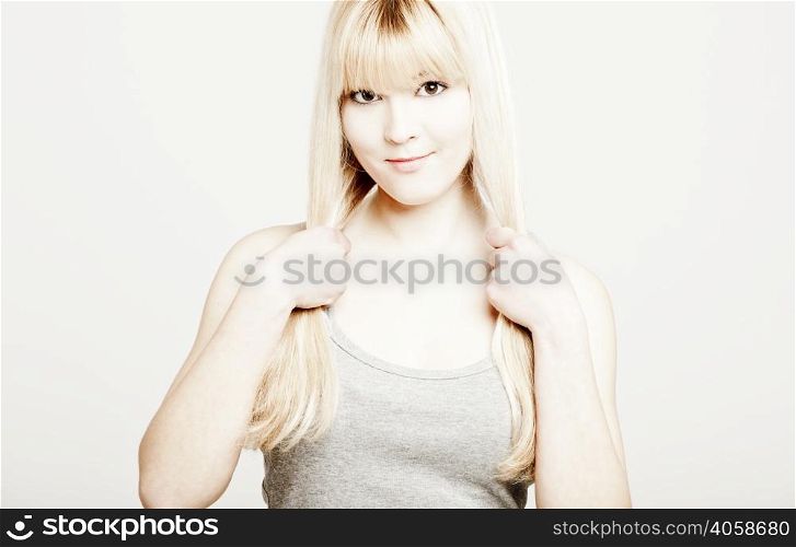 Portrait of a young and beautiful blonde woman