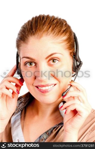 portrait of a young and beautiful girl with headset