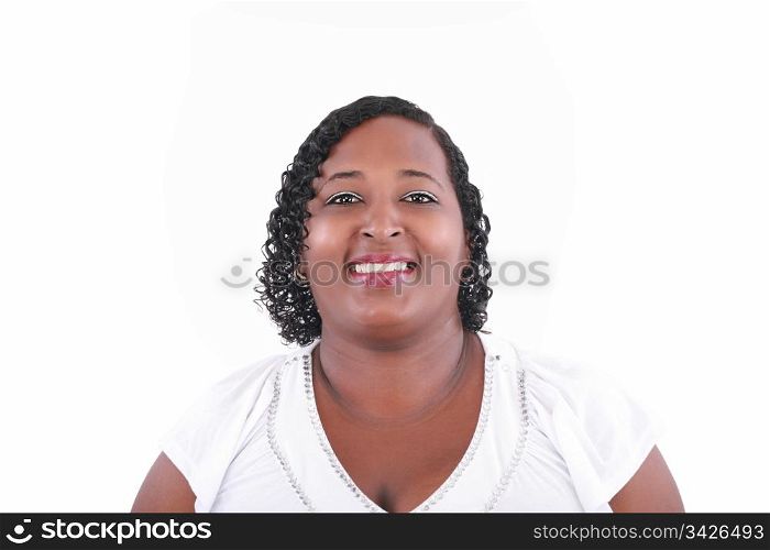 Portrait of a young beautiful black woman looking camera