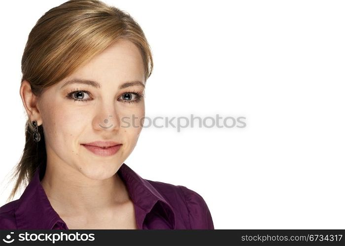 portrait of a young blonde business woman. portrait of a young beautiful blonde business woman on white background