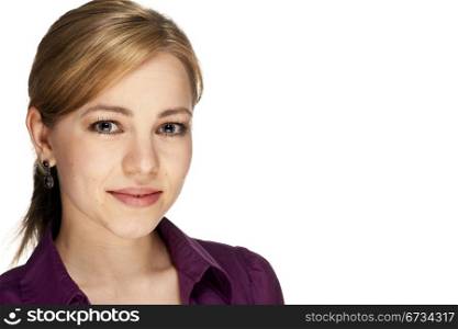 portrait of a young blonde business woman. portrait of a young beautiful blonde business woman on white background