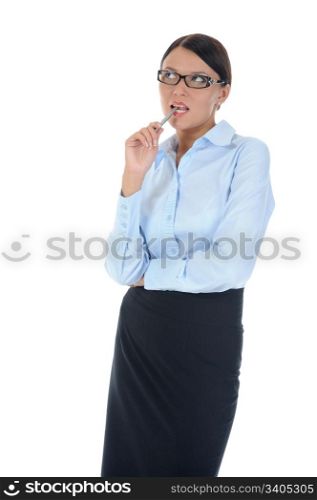 Portrait of a young business woman. . Isolated on white background