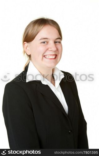 portrait of a young business woman isolated on white background