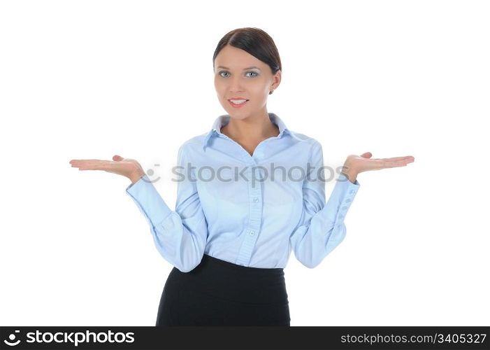 Portrait of a young businesswoman. Isolated on white background