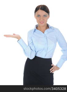 Portrait of a young businesswoman. Isolated on white background