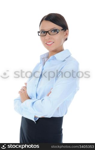 Portrait of a young businesswoman. . Isolated on white background