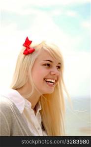 Portrait of a young caucasian girl laughing. Portrait of a young caucasian girl laughing