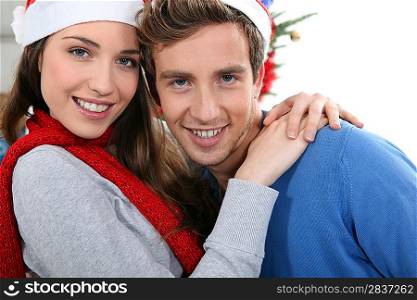 Portrait of a young couple at Christmas