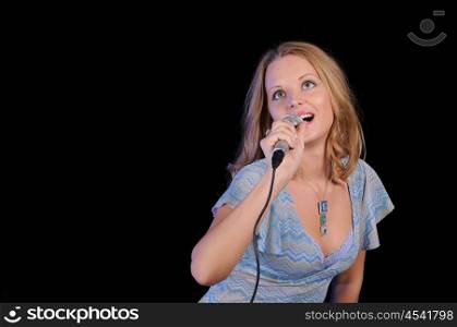 portrait of a young girl with a microphone