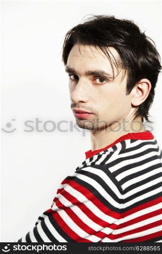 portrait of a young guy on white background