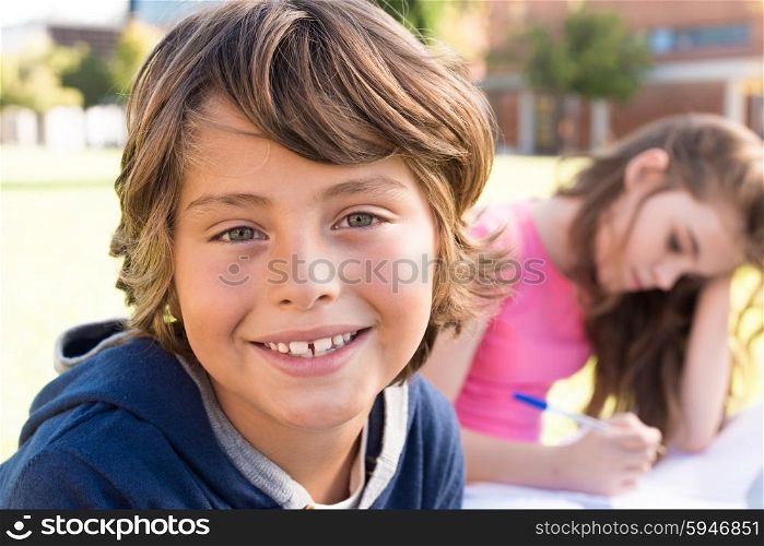 Portrait of a young kid on school campus