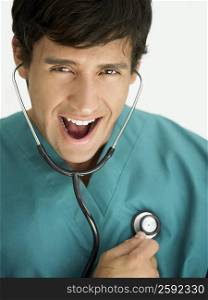 Portrait of a young male doctor wearing a stethoscope