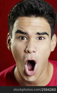 Portrait of a young man shouting