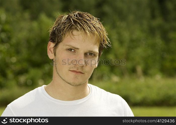 Portrait of a young man thinking