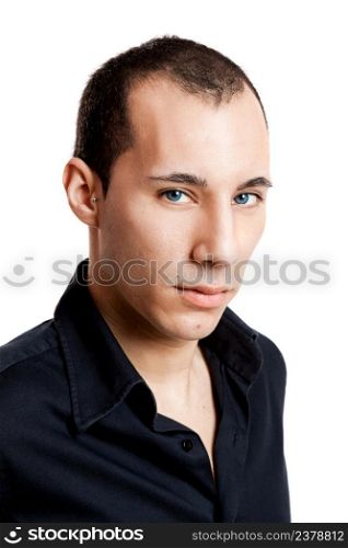 Portrait of a young man with a casual business look, isolated on white background