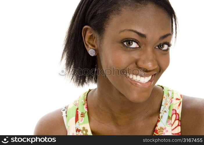 Portrait of a young woman in a Santa costume