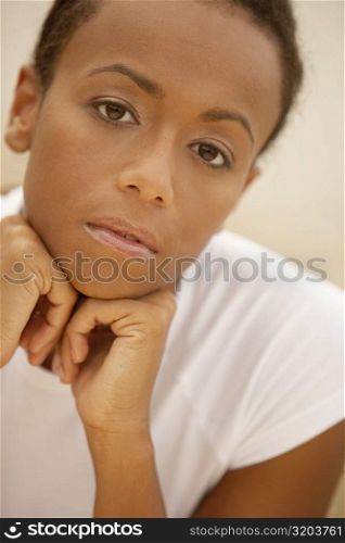 Portrait of a young woman looking sad