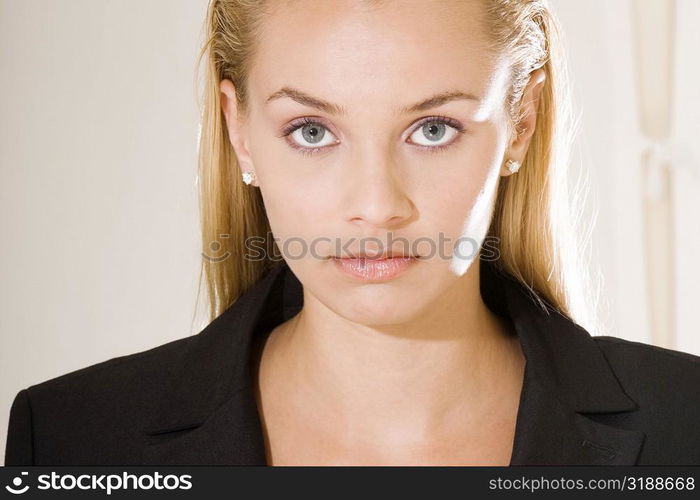 Portrait of a young woman looking serious