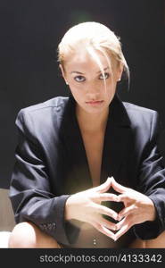 Portrait of a young woman looking serious