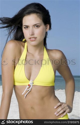 Portrait of a young woman on the beach