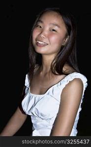 Portrait of a young woman smiling, Guilin, Guangxi Province, China