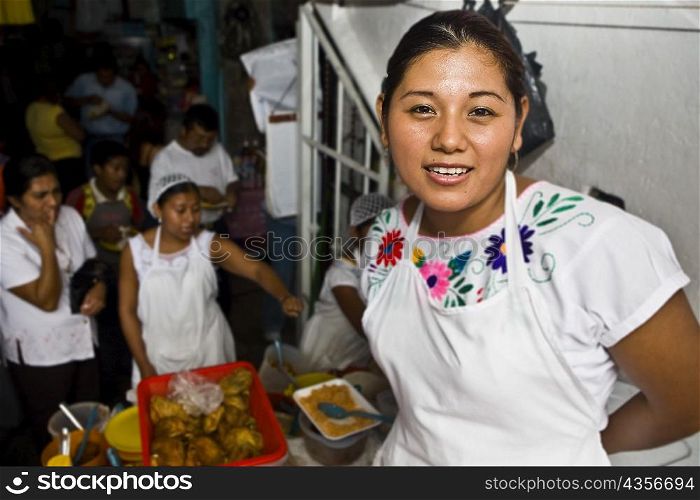 Portrait of a young woman smiling, Papantla, Veracruz, Mexico
