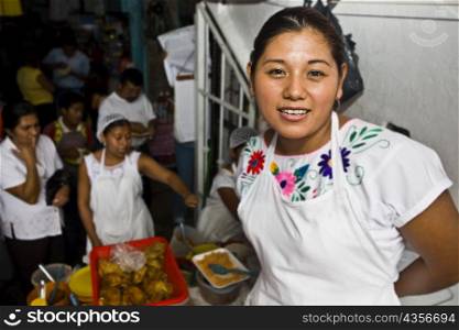 Portrait of a young woman smiling, Papantla, Veracruz, Mexico