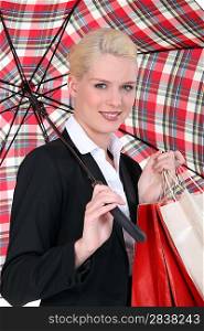 portrait of a young woman with umbrella