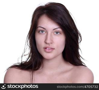 portrait of a young woman without makeup