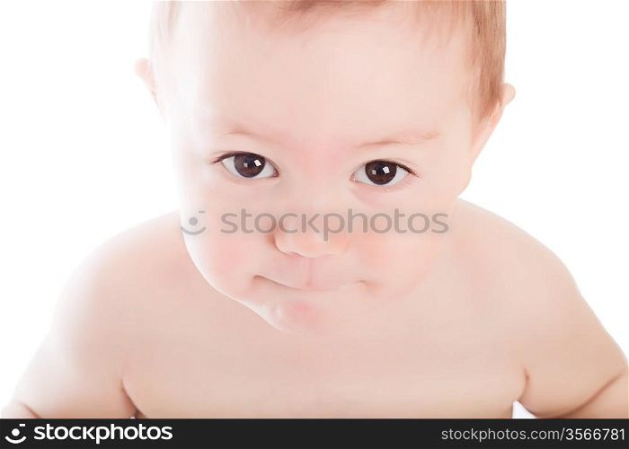 portrait of adorable baby on the white background