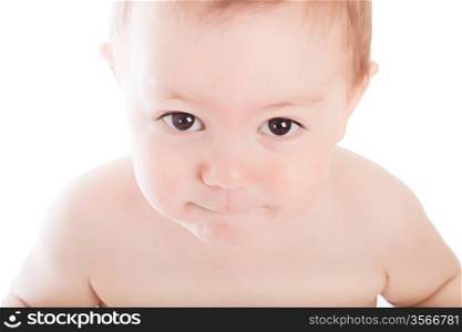 portrait of adorable baby on the white background