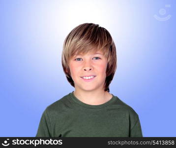 Portrait of adorable child isolated on a over blue background