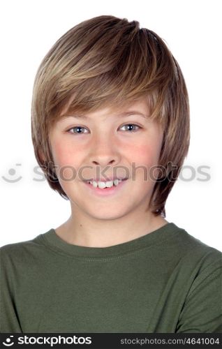 Portrait of adorable child isolated on a over white background