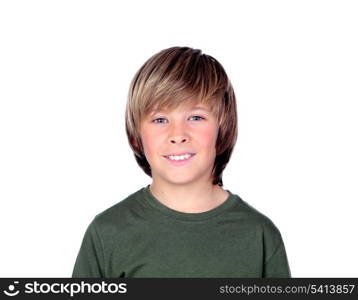 Portrait of adorable child isolated on a over white background