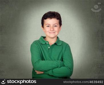 Portrait of adorable child on a over gray and irregular background