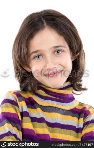Portrait of adorable girl on a over white background