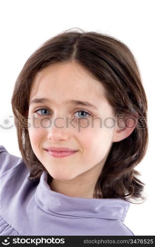 Portrait of adorable girl on a over white background