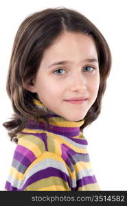 Portrait of adorable girl on a over white background