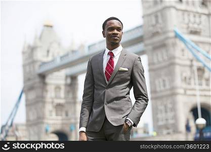Portrait of African American businessman in London