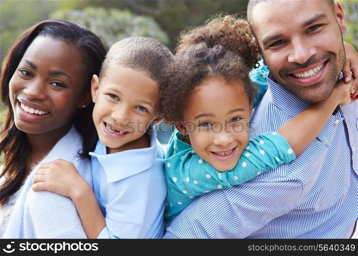 Portrait Of African American Family In Countryside