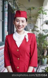 Portrait of an air stewardess smiling