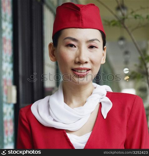 Portrait of an air stewardess smiling