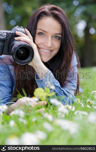 portrait of an amateur female photographer