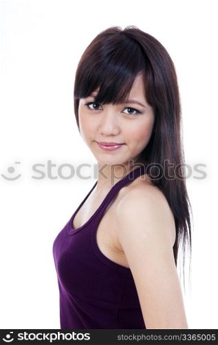 Portrait of an attractive young woman, isolated on white background
