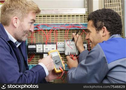portrait of an electricians at work